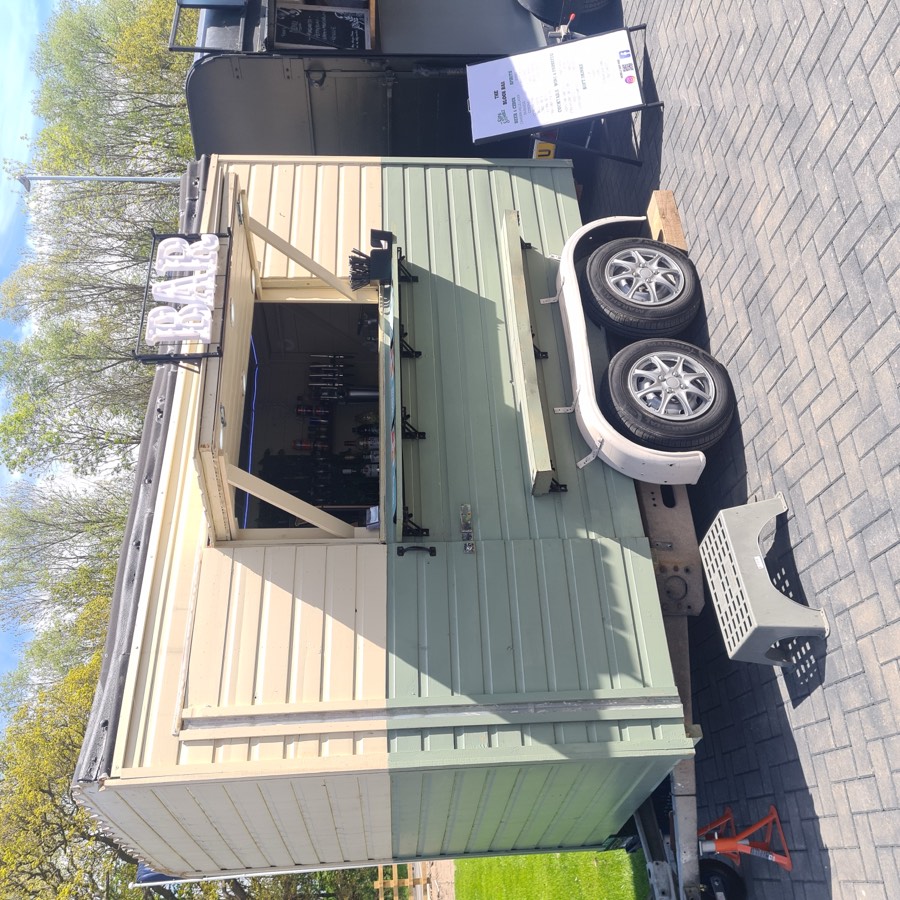 The Sip & Stumble horsebox bar set up on a sunny day